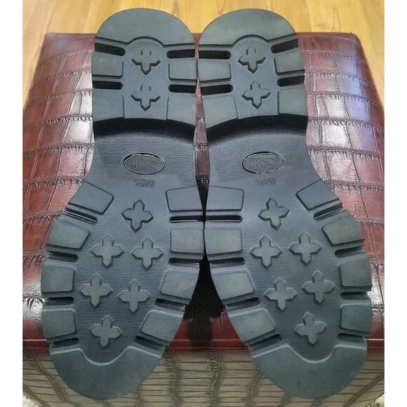 Söfft Satara Chocolate Brown Suede Horsebit Lug Sole Platform Loafers Size 8 - Picture 11 of 11